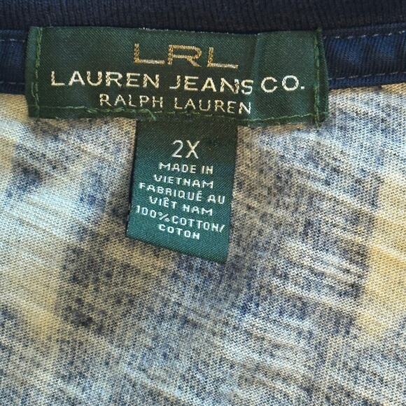 LRL Lauren Jeans Aztec Henley Dress Womens Size 2X Blue Western Boho Soft - Picture 5 of 6